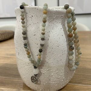 Mala Beads Wrap Bracelet Necklace with charm Amazonite Green